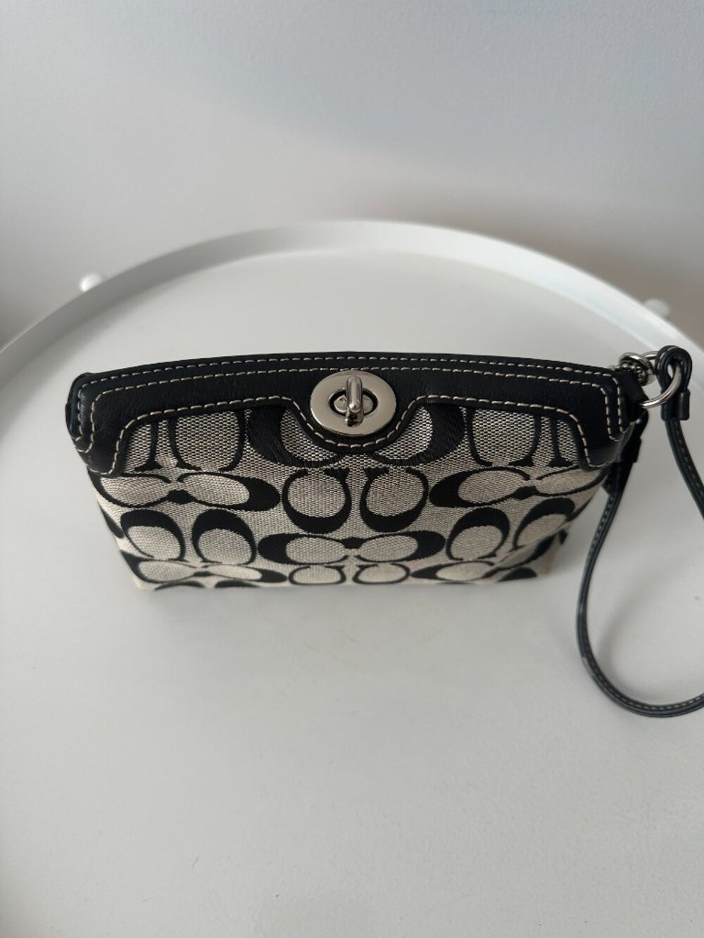 Coach Y2K Signature Jacquard Turn Lock Mini Bag or Wristlet Black & Gray - Picture 5 of 10